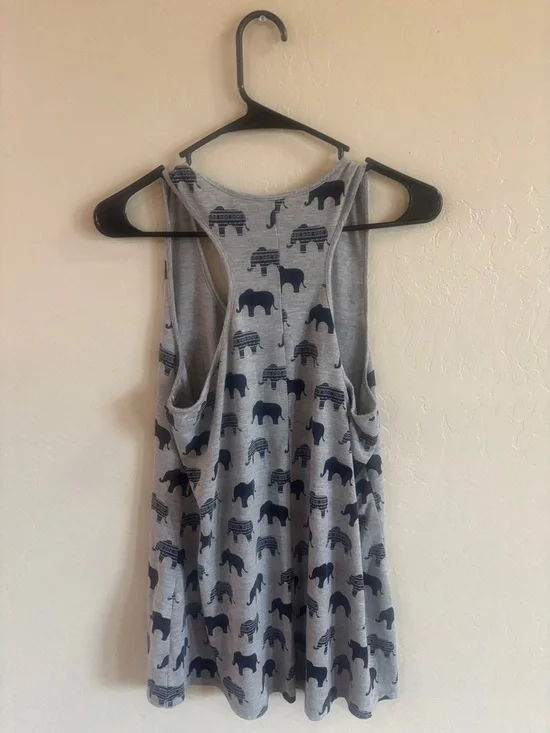 Aerie Gray Elephant Print Muscle Tank - Picture 3 of 5